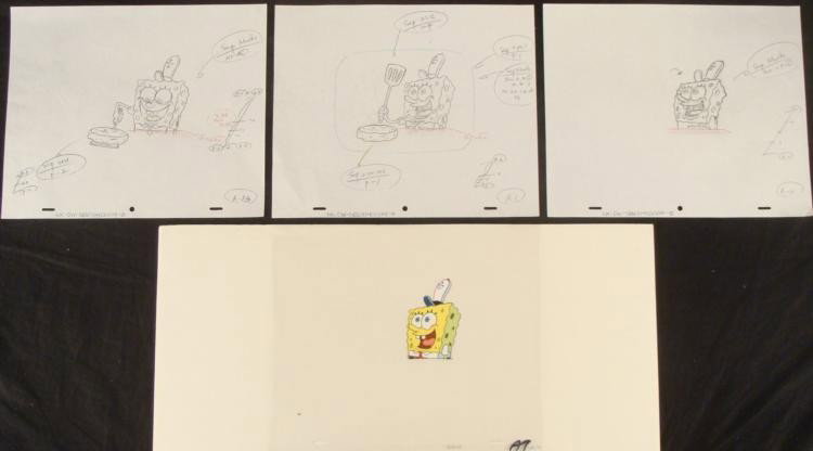 3 Consecutive Drawings Cel Spongebob Original Animation: This original animation cel and drawing are from the Nickelodeon TV show SpongeBob Squarepants. The story takes place under the deep blue sea in Bikini Bottom, where SpongeBo