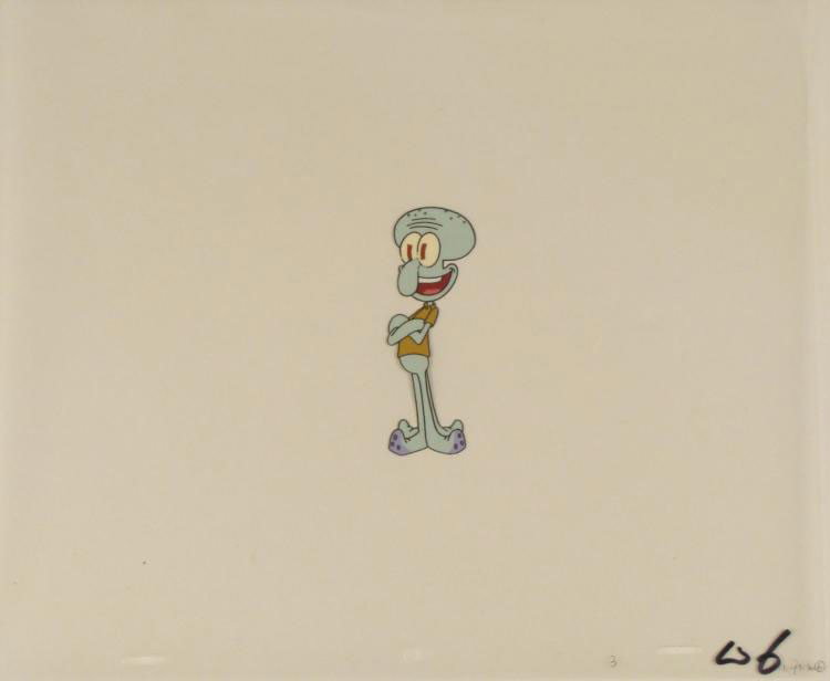 Spongebob Crossed Arms Cel Art Animation Original: This original animation cel is from the Nickelodeon TV show SpongeBob Squarepants. The story takes place under the deep blue sea in Bikini Bottom, where SpongeBob resides. Sp