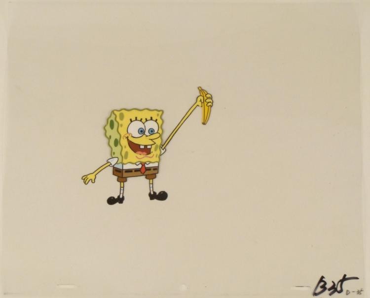 Original Power of a Banana Production Cel Spongebob Art: This original animation cel is from the Nickelodeon TV show SpongeBob Squarepants. The story takes place under the deep blue sea in Bikini Bottom, where SpongeBob resides. Sp