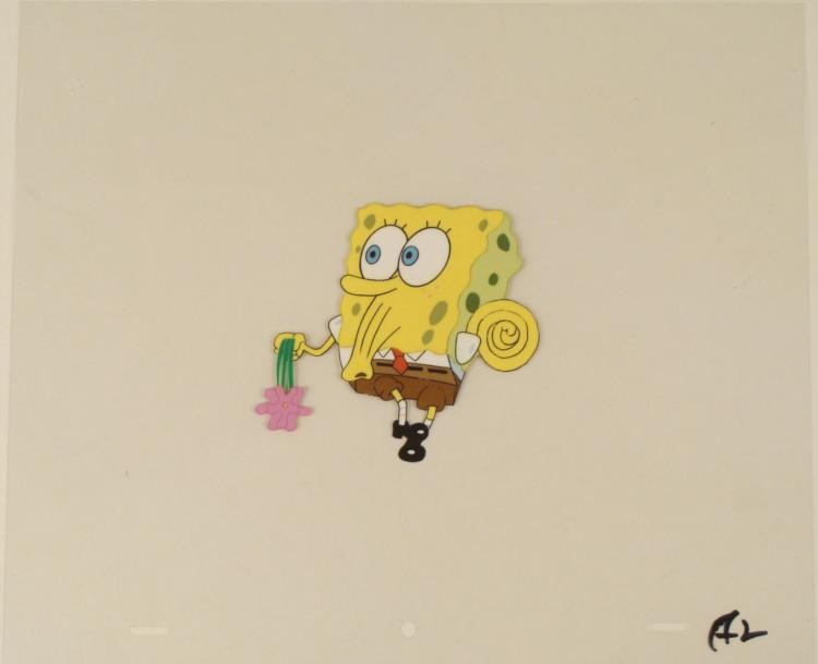 Spongebob Original Psychedelic Cel Art Production: This original animation cel is from the Nickelodeon TV show SpongeBob Squarepants. The story takes place under the deep blue sea in Bikini Bottom, where SpongeBob resides. Sp