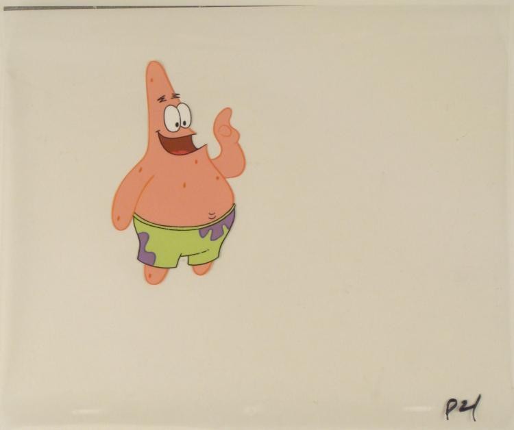 SpongeBob Original Animation Cel Patrick- Right On!: This original animation cel is from the Nickelodeon TV show SpongeBob Squarepants. The story takes place under the deep blue sea in Bikini Bottom, where SpongeBob resides. SpongeB