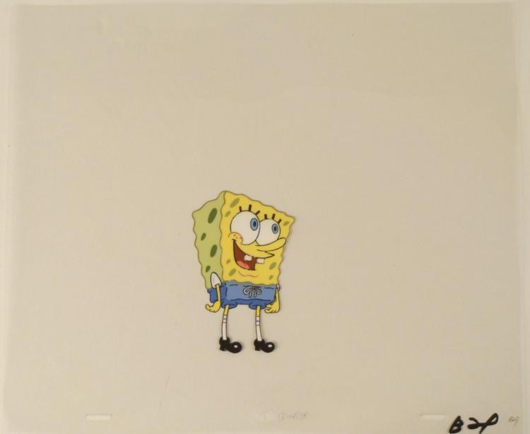 Cel Art Tranquility Original Production Spongebob: Squarepants. The story takes place under the deep blue sea in Bikini Bottom, where SpongeBob resides. SpongeBob, who is a yellow, porous sponge, is your typical happy-go-lucky characte