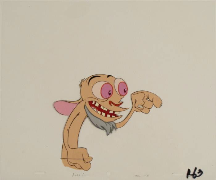 Crazy Ren And Stimpy Original Production Cel Art: This is an original production animation cel from the Nickelodeon TV show Ren & Stimpy. The show follows two characters - Ren, a crazy Chihuahua - and - Stimpy, an incredibly stupid