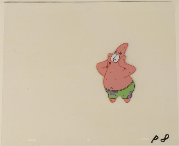 Original Cel Patrick Suprised Face Animation SpongeBob: This original animation cel is from the Nickelodeon TV show SpongeBob Squarepants. The story takes place under the deep blue sea in Bikini Bottom, where SpongeBob resides. Sp