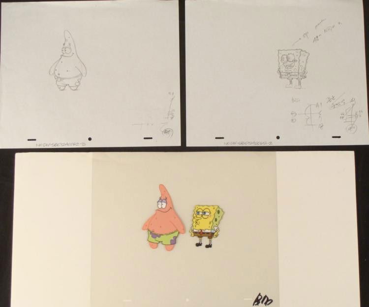 Original Two Friends Spongebob Cel Drawing Production: This original animation cel and drawing are from the Nickelodeon TV show SpongeBob Squarepants. The story takes place under the deep blue sea in Bikini Bottom, where SpongeBo
