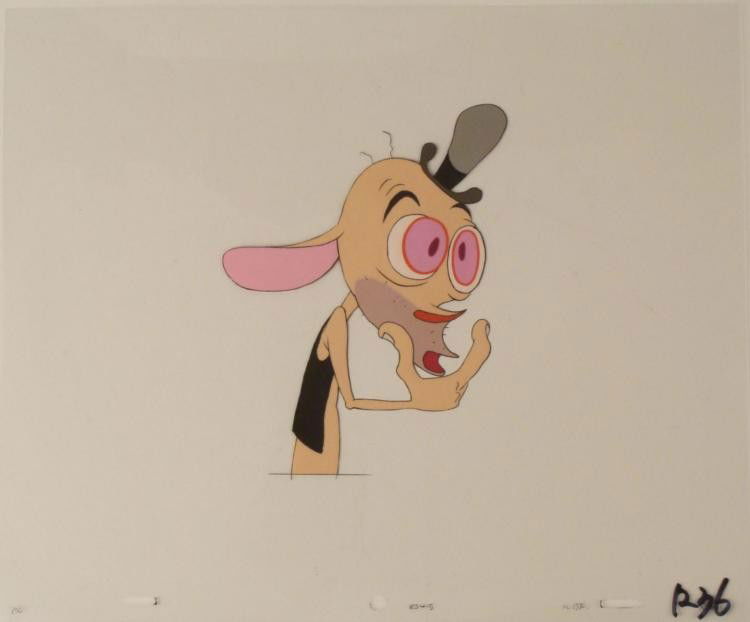 Original Animation Art Cel Hobo Idea Ren And Stimpy: This is an original production animation cel from the Nickelodeon TV show Ren & Stimpy. The show follows two characters - Ren, a crazy Chihuahua - and - Stimpy, an incredibly stupid