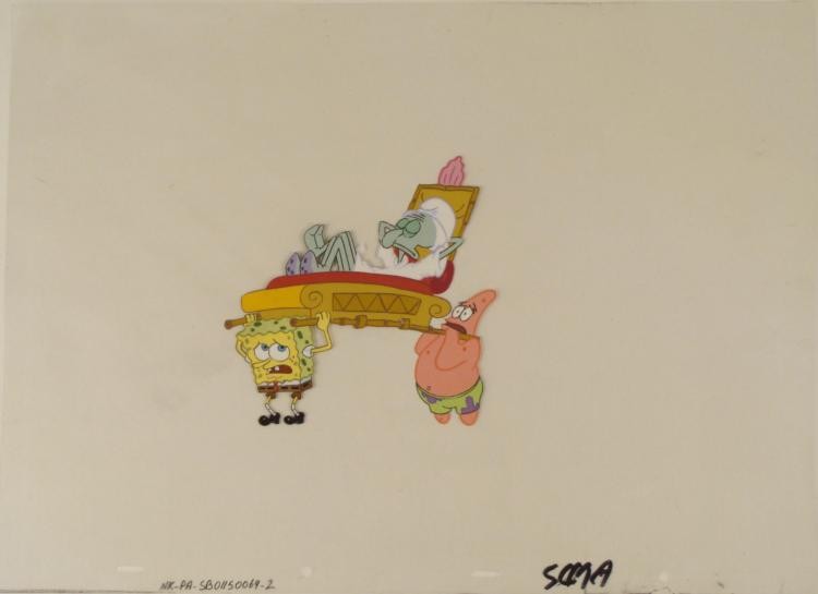 Spongebob Production This Isn't Fair Cel Original Art: This original animation cel is from the Nickelodeon TV show SpongeBob Squarepants. The story takes place under the deep blue sea in Bikini Bottom, where SpongeBob resides. Sp