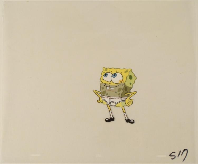 Animation Some Scruff Original Cel Spongebob Art: This original animation cel is from the Nickelodeon TV show SpongeBob Squarepants. The story takes place under the deep blue sea in Bikini Bottom, where SpongeBob resides. Sp
