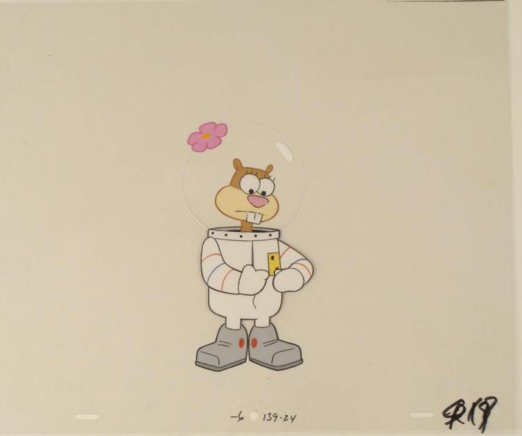Spongebob Production Cel Interesting Original Art: This original animation cel is from the Nickelodeon TV show SpongeBob Squarepants. The story takes place under the deep blue sea in Bikini Bottom, where SpongeBob resides. Sp