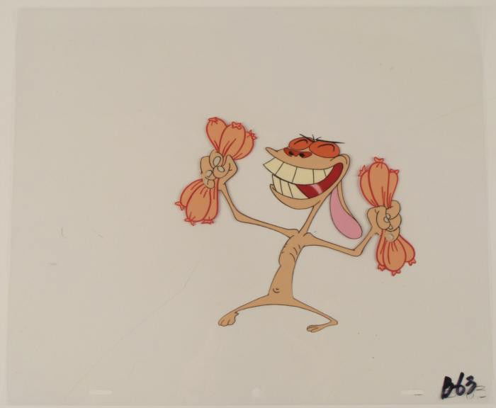 Cel Ren and Stimpy Original Animation Flared Nostrils: This is an original production animation cel from the Nickelodeon TV show Ren & Stimpy. The show follows two characters - Ren, a crazy Chihuahua - and - Stimpy, an incredibly stupid