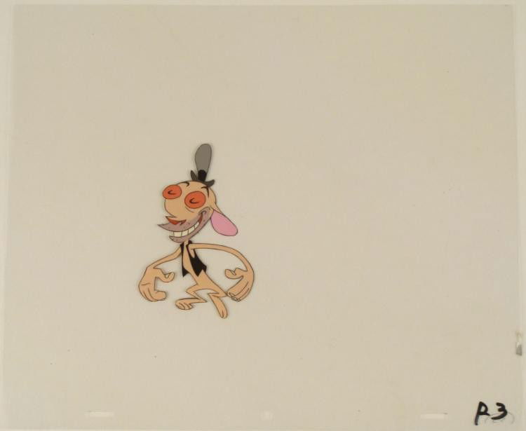 Joyful Original Cel Ren And Stimpy Production Art Hobo: This is an original production animation cel from the Nickelodeon TV show Ren & Stimpy. The show follows two characters - Ren, a crazy Chihuahua - and - Stimpy, an incredibly stupid