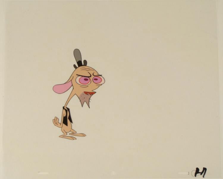 Top Hat Ren And Stimpy Original Animation Art Cel Hobo: This is an original production animation cel from the Nickelodeon TV show Ren & Stimpy. The show follows two characters - Ren, a crazy Chihuahua - and - Stimpy, an incredibly stupid