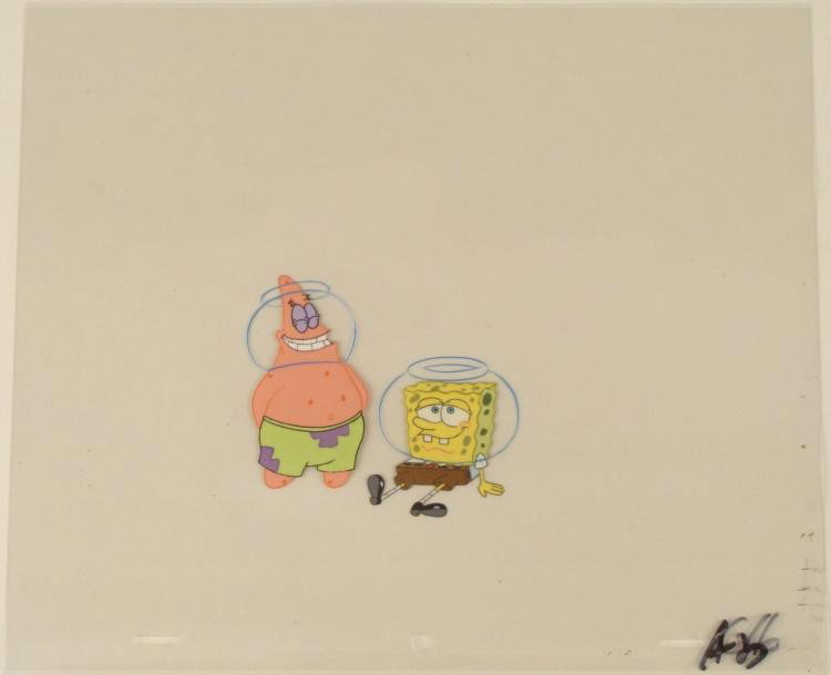 Spongebob Love Struck Art Original Cel Production: This original animation cel is from the Nickelodeon TV show SpongeBob Squarepants. The story takes place under the deep blue sea in Bikini Bottom, where SpongeBob resides. Sp