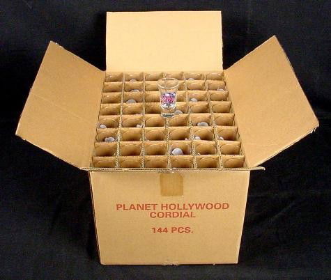 Planet Hollywood HAMBURG Germany 144 Shot Glass Case: This is a case of 144 shot glasses from Planet Hollywood Hamburg (Germany). They are in mint condition, and come in the original box. The restaurant location in Hamburg Germany apparently never opened