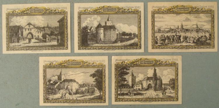 Set of 5 CU Diff German Hamburg 75 Pfennig Notgeld 1921: 1 Set of 5 Different German Hamburg 75 Pfennig Notgeld notes, all with different images and serial numbers * Date: March 13, 1921 Condition: Crisp Uncirculated