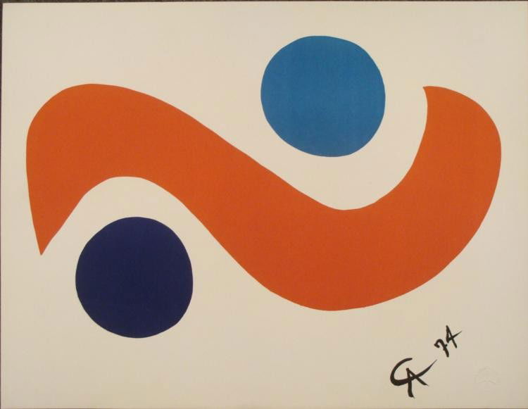 Alexander Calder : Skybird Braniff Airlines Art Print: This light and stylish print is from Alexander Calder's historic "Flying Colors Collection" produced for Braniff Airlines in 1974. Artist: Alexander Calder Title: Skybird Image Size: 20 x 26 inches. P