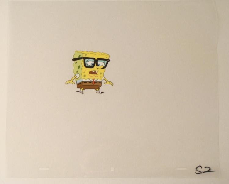 SpongeBob Original Animation Art Glasses Green Cel: This original animation cel is from the Nickelodeon TV show SpongeBob Squarepants. The story takes place under the deep blue sea in Bikini Bottom, where SpongeBob resides. Sp