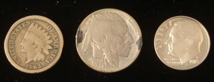 Lot 3 US Coins 1863 Penny 1926 Nickel 1983-S Proof Dime: 1 Lot of 3 US Coins * 1863 Indian cent 1926 Buffalo Nickel 1983-S Proof Roosevelt Dime