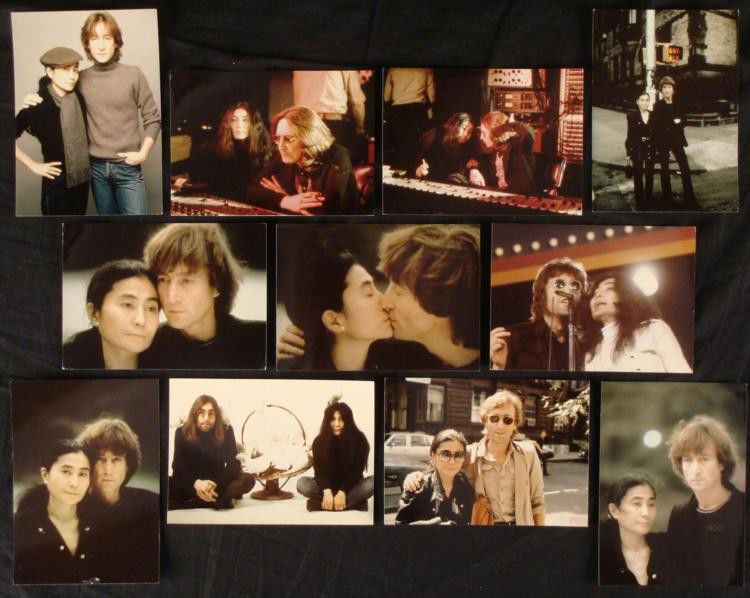 11 John Lennon & Yoko Ono 5x7 Photos 2nd Generation: This is a collection of 11 different 5 x 7 glossy photographs of John Lennon and Yoko Ono. There are both early and later pictures, from intimate portraits, to scenes of the two out on the street. All