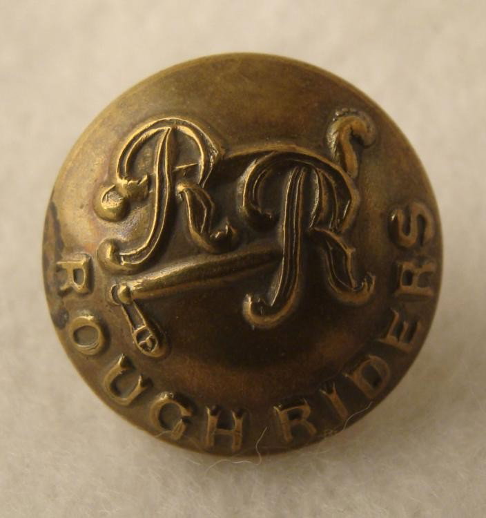 Theodore Roosevelt Rough Riders Button -Span Am War: Theodore Roosevelt Rough Riders Button * Obverse: Name and logo Reverse: Maker name: EXTRA SUPERE Diameter: 3/4" Rarity: Considered Rare * Condition: Excellent The Rough Riders was the first United St