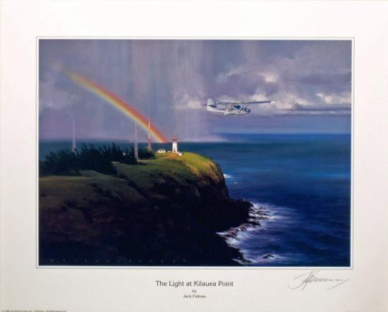 Aviation Art The Light at Kilauea Point Fellows: Making landfall after a long patrol, the No. 6 boat of VP-91 heads home to Southern Cross Airfield, Barking Sands, Kauai, Territory of Hawaii, in May 1942. Even though the lighthouse on Kilauea Point 