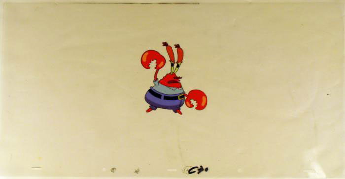 Cel Get Out of My Way Original Spongebob Production Art: This original animation cel is from the Nickelodeon TV show SpongeBob Squarepants. The story takes place under the deep blue sea in Bikini Bottom, where SpongeBob resides. Sp