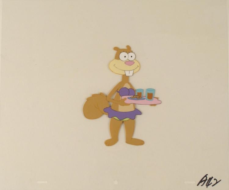 Production Spongebob Cel Art Tea and Cookies Original: This original animation cel is from the Nickelodeon TV show SpongeBob Squarepants. The story takes place under the deep blue sea in Bikini Bottom, where SpongeBob resides. Sp