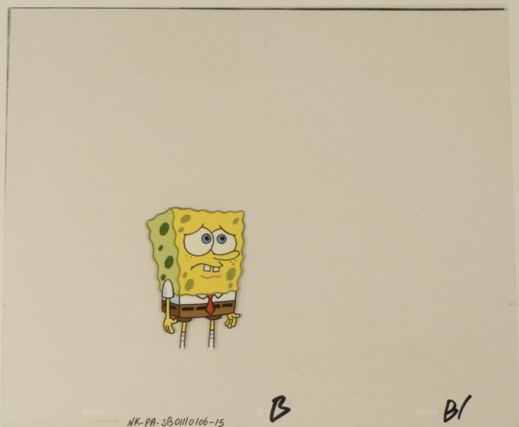 Blue Eyes Cel Original SpongeBob Production Art Cool: This original animation cel is from the Nickelodeon TV show SpongeBob Squarepants. The story takes place under the deep blue sea in Bikini Bottom, where SpongeBob resides. Sp