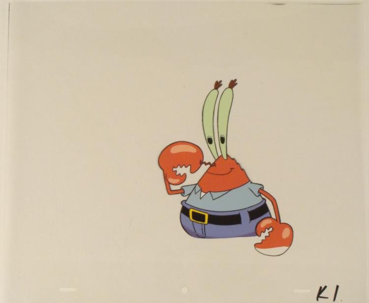 Warm Welcoming Original Art Production Cel Spongebob: This original animation cel is from the Nickelodeon TV show SpongeBob Squarepants. The story takes place under the deep blue sea in Bikini Bottom, where SpongeBob resides. Sp