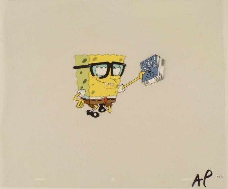 Cel Production Spongebob Art Field Guide Original: This original animation cel is from the Nickelodeon TV show SpongeBob Squarepants. The story takes place under the deep blue sea in Bikini Bottom, where SpongeBob resides. Sp