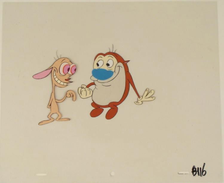 Production Cel Original Ren And Stimpy Art Cat Dog: This is an original production animation cel from the Nickelodeon TV show Ren & Stimpy. The show follows two characters - Ren, a crazy Chihuahua - and - Stimpy, an incredibly stupid