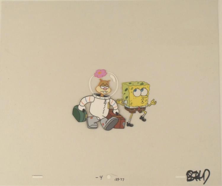 Art Cel Animation Stop Talking Original Spongebob: This original animation cel is from the Nickelodeon TV show SpongeBob Squarepants. The story takes place under the deep blue sea in Bikini Bottom, where SpongeBob resides. Sp