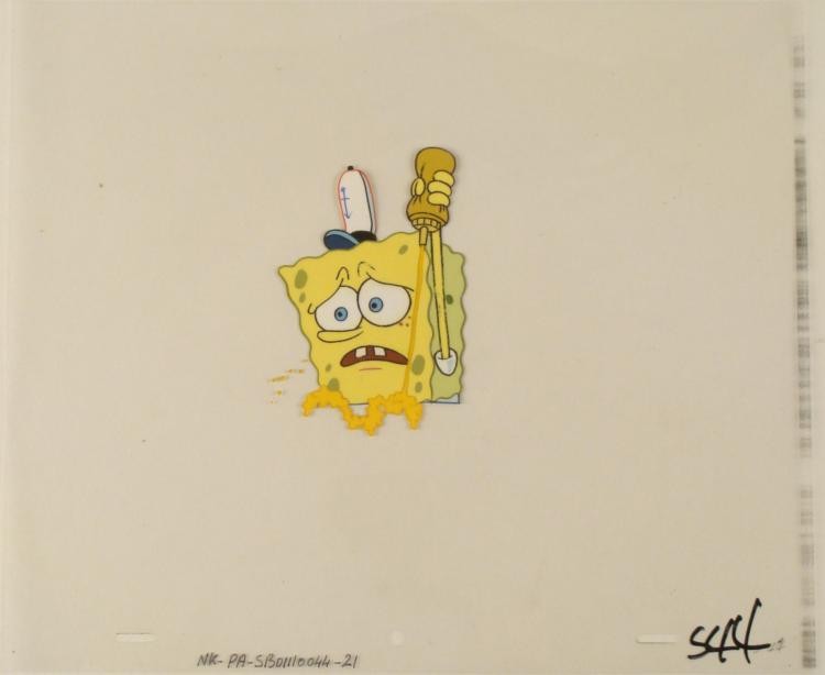Animation What's Going On Original Cel Spongebob Art: This original animation cel is from the Nickelodeon TV show SpongeBob Squarepants. The story takes place under the deep blue sea in Bikini Bottom, where SpongeBob resides. Sp