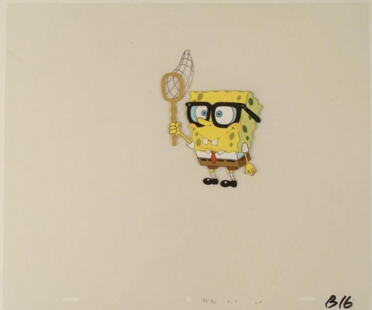 Spongebob Animation Original Going All Out Cel Art: This original animation cel is from the Nickelodeon TV show SpongeBob Squarepants. The story takes place under the deep blue sea in Bikini Bottom, where SpongeBob resides. Sp