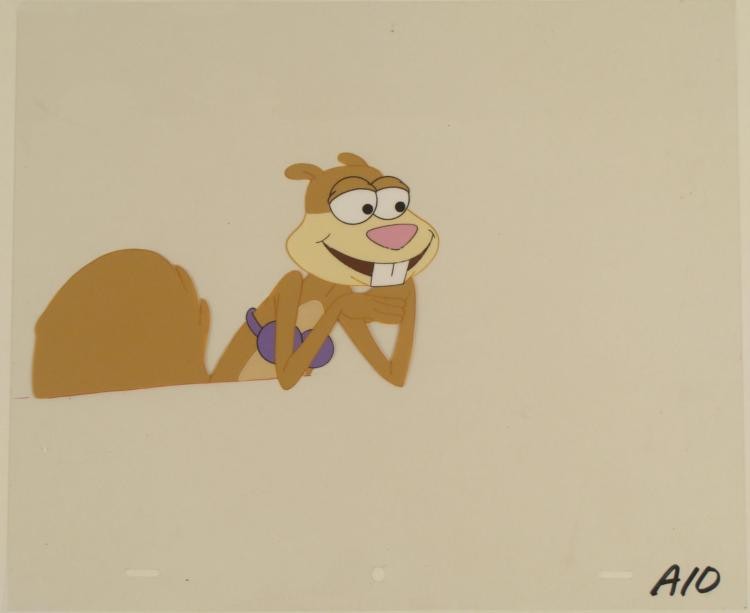Animation Spongebob Cel Original Fantasy World Art: This original animation cel is from the Nickelodeon TV show SpongeBob Squarepants. The story takes place under the deep blue sea in Bikini Bottom, where SpongeBob resides. Sp