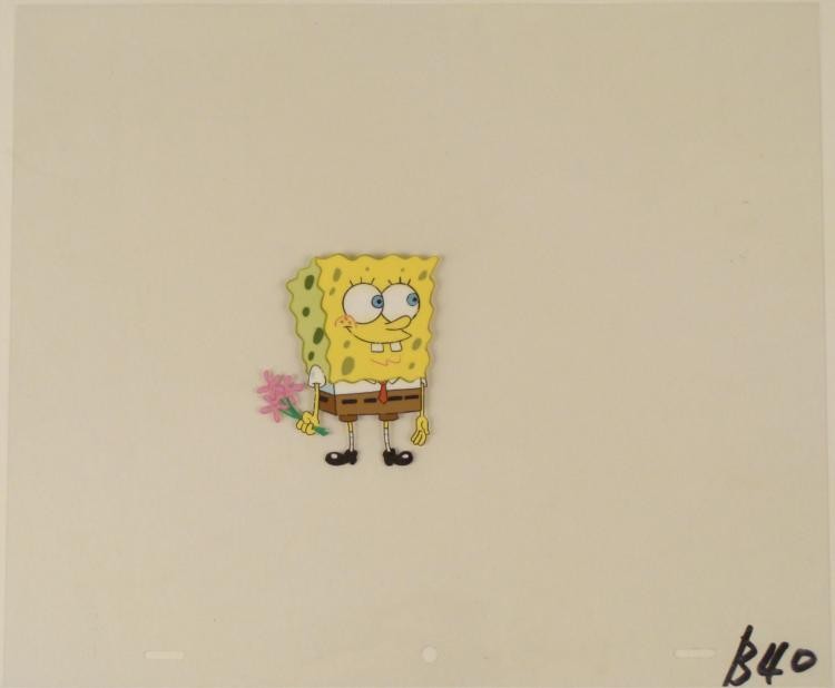 Original Art Cel These Are For You Animation Spongebob: This original animation cel is from the Nickelodeon TV show SpongeBob Squarepants. The story takes place under the deep blue sea in Bikini Bottom, where SpongeBob resides. Sp