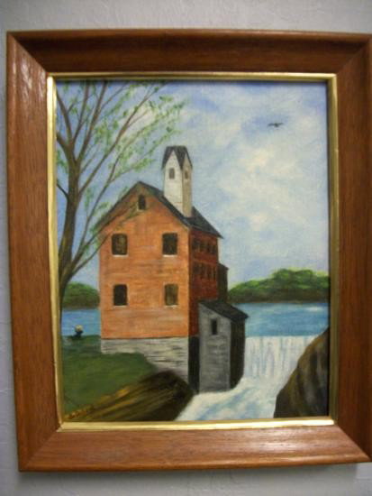 Antique Modernist Mill Painting Signed - Aaron Bohrod: Beautiful Antique Modernist Painting (Size: 8 x 10in) on Canvas Panel. Signed "A. Bohrod" lower left side. Beautiful/Talented Style. Colors remain vibrant. Frame appears original. No missing