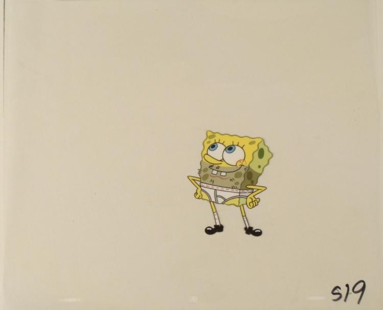New Look Spongebob Cel Animation Art Original: This original animation cel is from the Nickelodeon TV show SpongeBob Squarepants. The story takes place under the deep blue sea in Bikini Bottom, where SpongeBob resides. Sp
