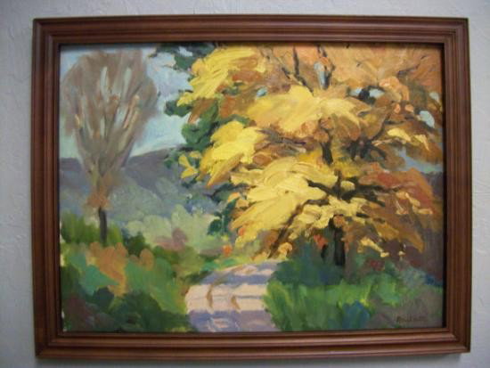 Antique Autumn Landscape Signed - Alfred Hutty: Talented/Beautiful/Colorful Antique Landscape Oil on Canvas Panel (12x16) signed "Alfred Hutty" (LR). Beautiful Colors and Style. Talented Brushwork. Painting remains in excellent condi