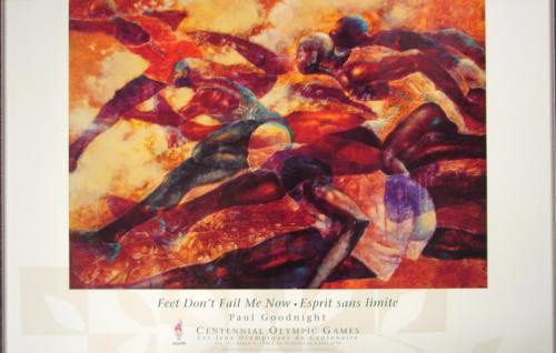 Paul Goodnight FEET DON'T FAIL ME 1996 Olympics Poster: This marvelous poster by well-known artist Paul Goodnight was created for the Olympic Games in Atlanta in 1996: Title: "Feet Don't Fail Me Now" Poster on glossy paper 22 × 34 Excellent condition;