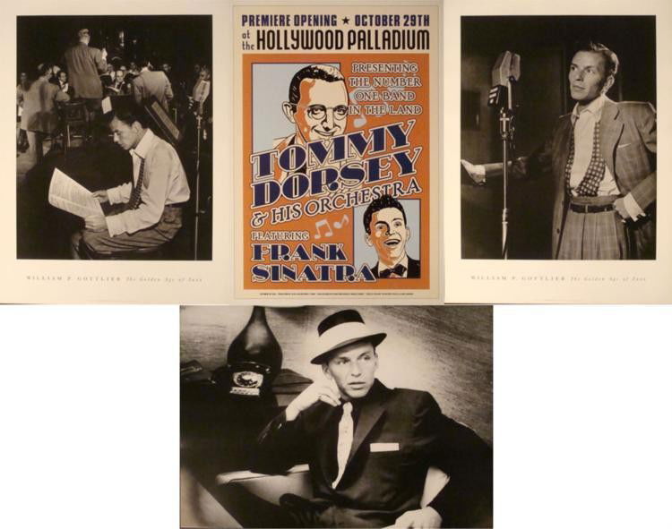 4 Frank Sinatra Posters William P. Gottlieb Tom Dorsey: These 4 Frank Sinatra posters portray old Blue Eyes in some intimate portraits, in crisp black & white. * Condition: Excellent Tommy Dorsey & his orchestra feat. Frank Sinatra (Hollywood