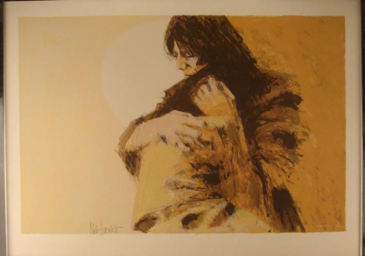 Aldo Luongo Signed Art Print Proof Two Women: This artwork portays the intimate moment of a comforting embrace between a woman and another figure. * Artist: Tadashi Asoma Signature: In pencil, lower left Medium: Print on paper Edition: Proof Size