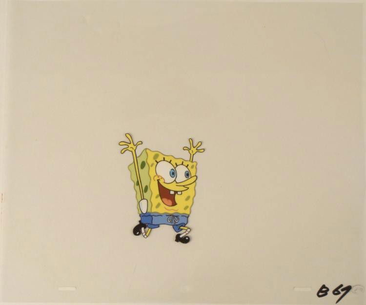 Art Animation Cel Spongebob Freaking Amazing Original: Squarepants. The story takes place under the deep blue sea in Bikini Bottom, where SpongeBob resides. SpongeBob, who is a yellow, porous sponge, is your typical happy-go-lucky characte
