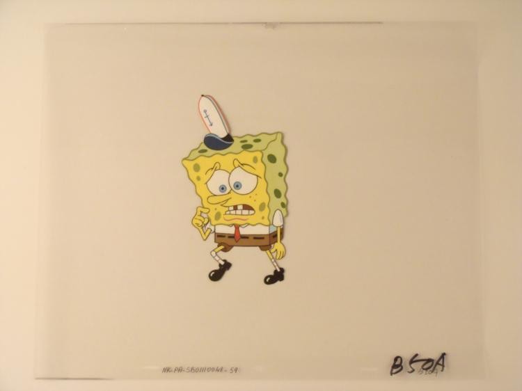 Original SpongeBob Suit Wearing Animation Art Cel Bob: This original animation cel is from the Nickelodeon TV show SpongeBob Squarepants. The story takes place under the deep blue sea in Bikini Bottom, where SpongeBob resides. Sp