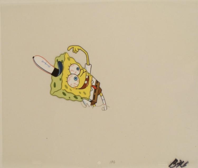 Spongebob Cel Animation You Want This Hat Art Original: This original animation cel is from the Nickelodeon TV show SpongeBob Squarepants. The story takes place under the deep blue sea in Bikini Bottom, where SpongeBob resides. Sp