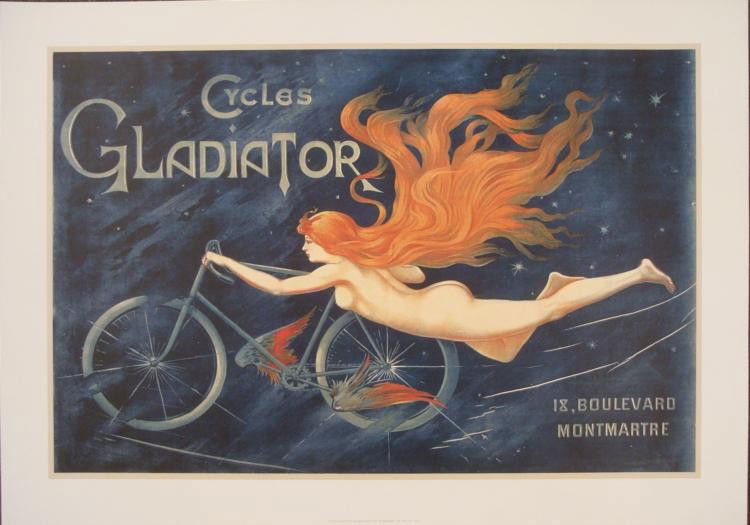 Georges Massias Cycles Gladiator Nouveau Bicycle Poster: Artist: Georges Massias Title: Cycles Gladiator * Medium: Print on paper Paper Size: 24 1/4 x 34 3/8 inches.