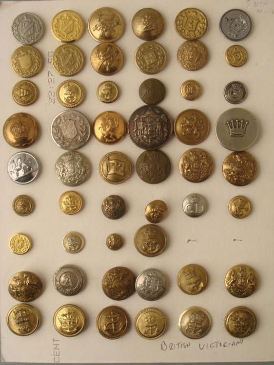 52 British Victorian Military Buttons Big Collection