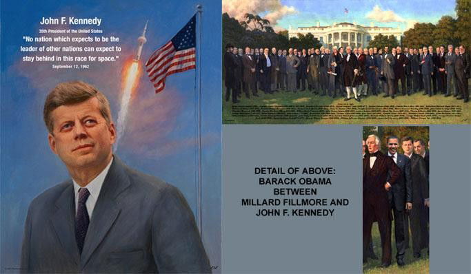 2 U.S. Presidents Art Prints John F Kennedy White House: Artist: Carl Braude Title: The Presidents: 2009 (medium) Image Size: 12 x 24 inches. Paper Size: 12 x 24 inches. Artist: Carl Braude Title: JFK Image Size: 20 x 16 inches. Paper Size: 20 x 16 inches.