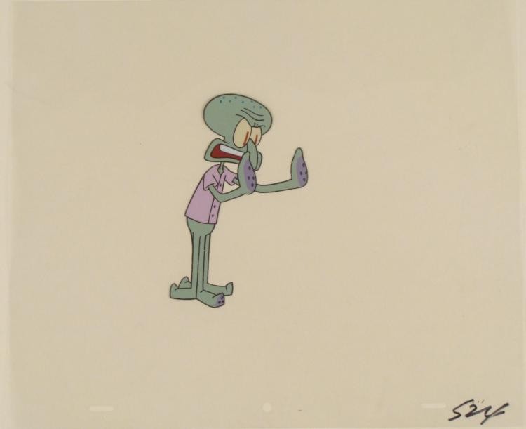 No More Nonsense Spongebob Art Cel Animation Original: This original animation cel is from the Nickelodeon TV show SpongeBob Squarepants. The story takes place under the deep blue sea in Bikini Bottom, where SpongeBob resides. Sp