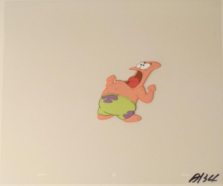 SpongeBob Animation Screaming Patrick Original Cel Art: This original animation cel is from the Nickelodeon TV show SpongeBob Squarepants. The story takes place under the deep blue sea in Bikini Bottom, where SpongeBob resides. Sp